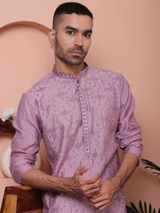 Men's Embroidered and Sequins Kurtas-KO-5073Purple