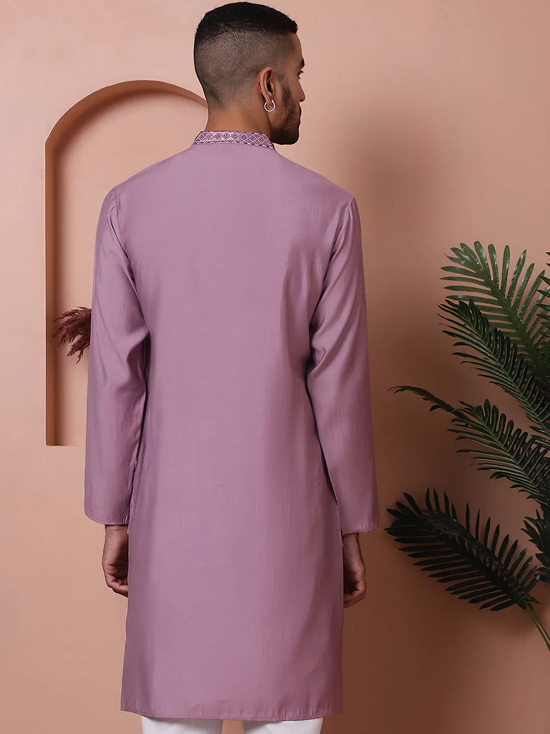 Purple Embroidered Men's Kurta - Indian Kurta for Weddings