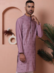 Men's Embroidered and Sequins Kurtas-KO-5073Purple