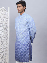 Men's Ombre Pure Cotton Straight Kurta-KO-5074Blue