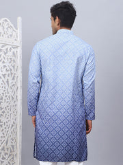 Men's Ombre Pure Cotton Straight Kurta-KO-5074Blue