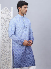 Men's Ombre Pure Cotton Straight Kurta-KO-5074Blue