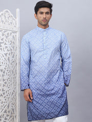 Men's Ombre Pure Cotton Straight Kurta-KO-5074Blue