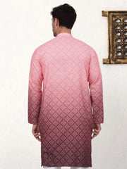 Men's Ombre Pure Cotton Straight Kurta-KO-5074Coral