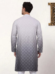 Men's Ombre Pure Cotton Straight Kurta-KO-5074Grey