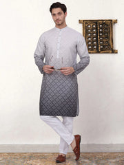 Men's Ombre Pure Cotton Straight Kurta-KO-5074Grey