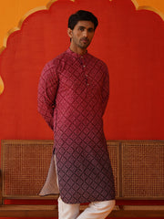 Maroon Ombre Printed Kurtas For Men ( KO 5074Maroon ) [FF] [K-7-12]