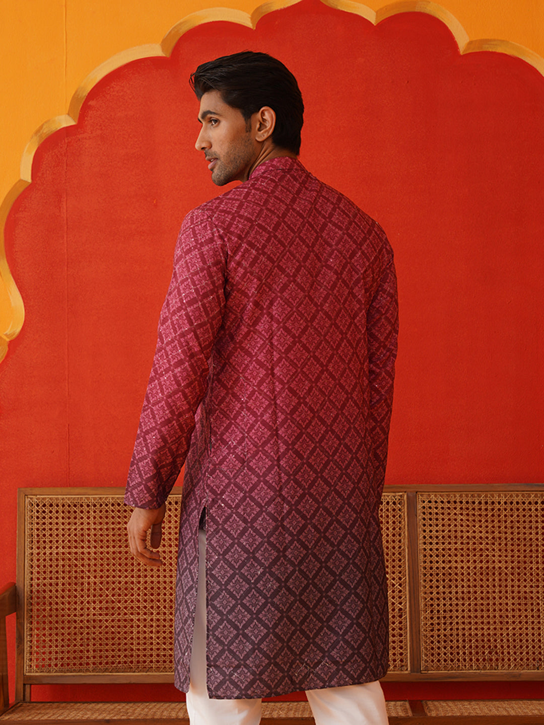 DesiQlo Men Printed Kurta Only - Maroon - KO_5074Maroon_S