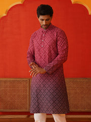 Maroon Ombre Printed Kurtas For Men ( KO 5074Maroon ) [FF] [K-7-12]