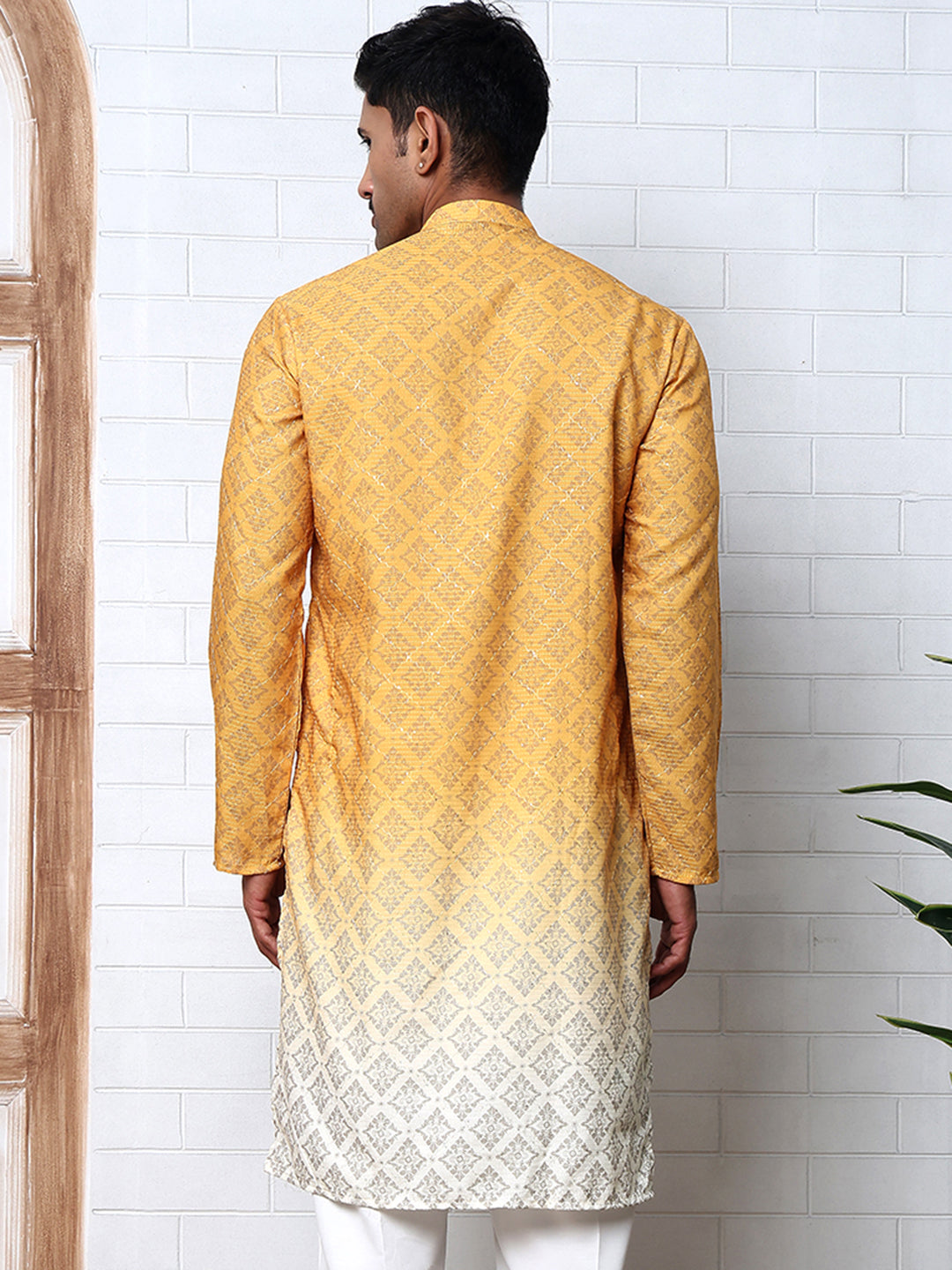 DesiQlo Men Printed Kurta Only - Yellow - KO_5074Mustard_S