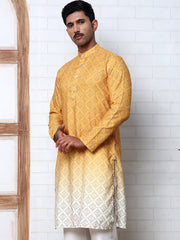 Ombre Printed Kurta For Men ( KO 5074 Mustard ) [FF] [K-7-12]