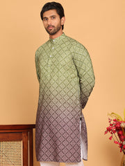 Olive Green Ombre Printed Kurtas For Men ( KO 5074 Olive ) [FF] [K-7-12]