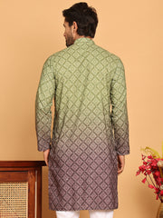 Olive Green Ombre Printed Kurtas For Men ( KO 5074 Olive ) [FF] [K-7-12]