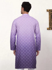 Men's Ombre Pure Cotton Straight Kurta-KO-5074Purple