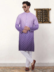 Men's Ombre Pure Cotton Straight Kurta-KO-5074Purple