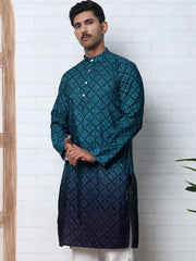 Ombre Printed Kurta For Men ( KO 5074 Teal ) [FF] [K-7-12]