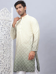 Men's Ombre Pure Cotton Straight Kurta-KO-5074Yellow