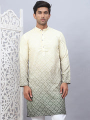 Men's Ombre Pure Cotton Straight Kurta-KO-5074Yellow