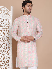 Men's Printed Pure Cotton Kurtas ( KO 5079Peach ) [FF] [Q-16-17 & P15]