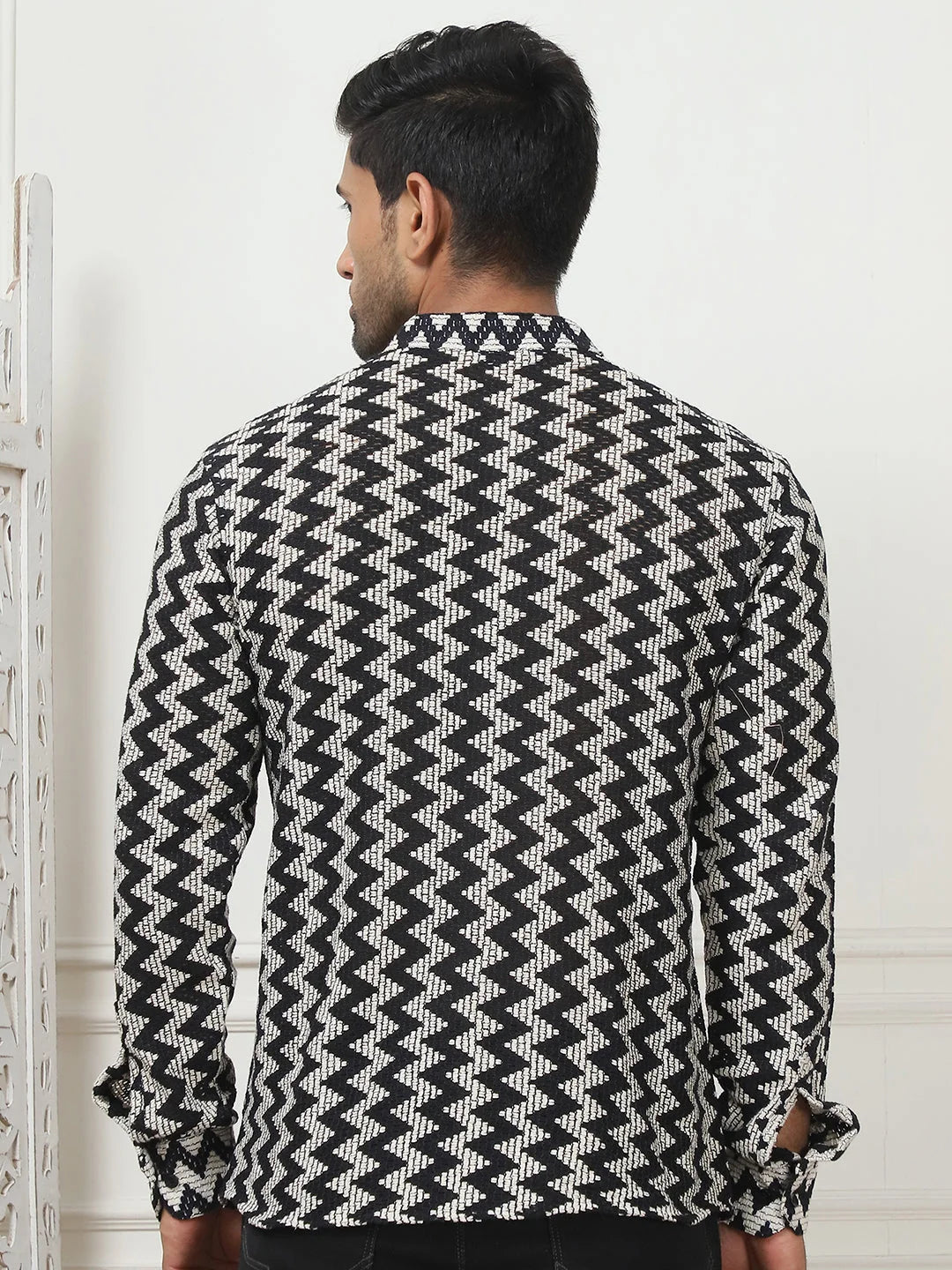 Black Woven Cotton Short Kurta for Men | Indian Kurta for Men