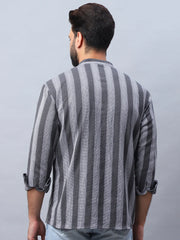 Woven Design Cotton Short kurta for Men-KO-5082Grey