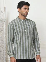 Woven Design Cotton Short kurta for Men-KO-5082Olive
