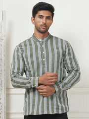 Woven Design Cotton Short kurta for Men-KO-5082Olive