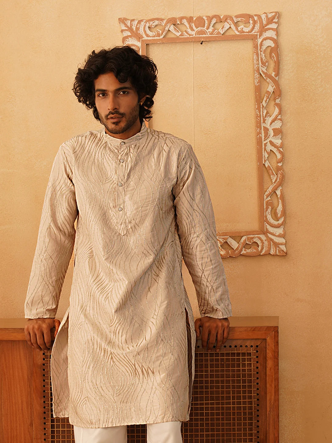 Embroidered Kurta for Men-KO-5083Bronze