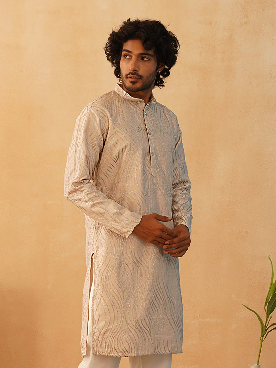 Bronze Embroidered Mens Kurta - Indian Kurta for Men Online