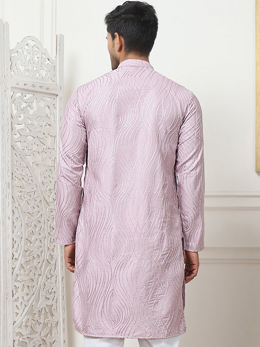 Magenta Embroidered Men's Kurta | Indian Cotton Kurta