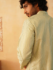 Embroidered Kurta Pyjama for Men.-KO-5083Pista