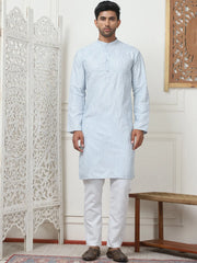 Embroidered Kurta for Men.-KO-5083Sky