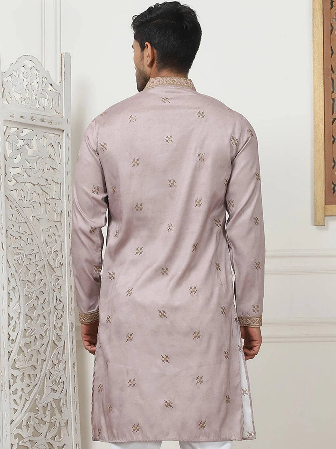 Coral Embroidered & Sequin Men's Kurta | Indian Kurta