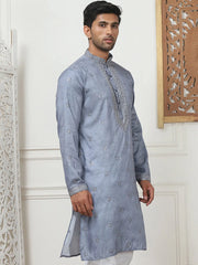 Men's Embroidered & Sequin Kurtas-KO-5084Grey