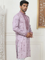 Men's Embroidered & Sequin Kurtas-KO-5084Purple