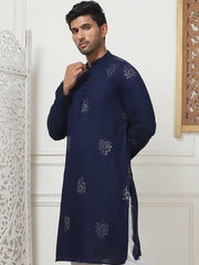 Embroidered Viscose Rayon Straight Kurtas-KO-5086Navy