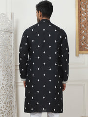 Embroidered & Sequin Cotton Blend Kurtas-KO-5087Black