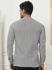 Woven Design Cotton Short kurta for Men-KO-5089White