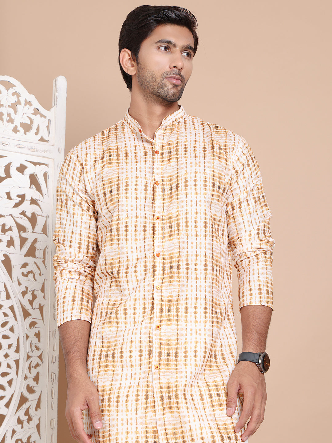 Printed Front Open Kurtas ( KO 5090Mustard ) [FF] [I-1-4]