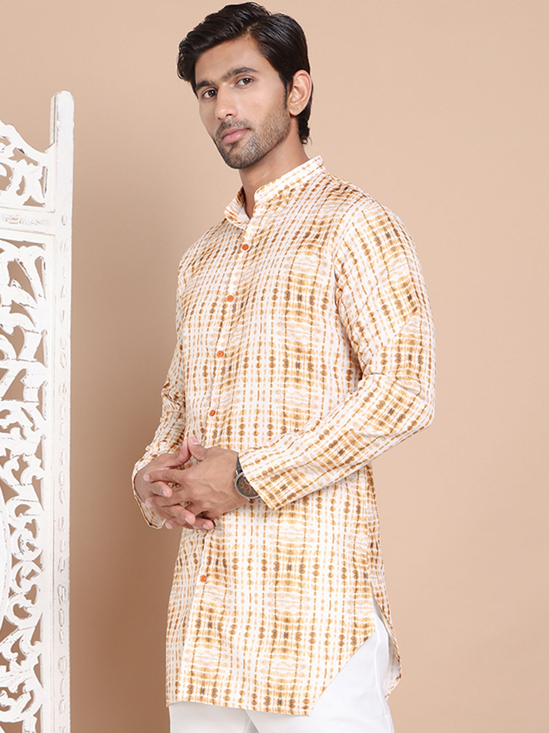 DesiQlo Men Printed Kurta Only - Yellow - KO_5090Mustard_S