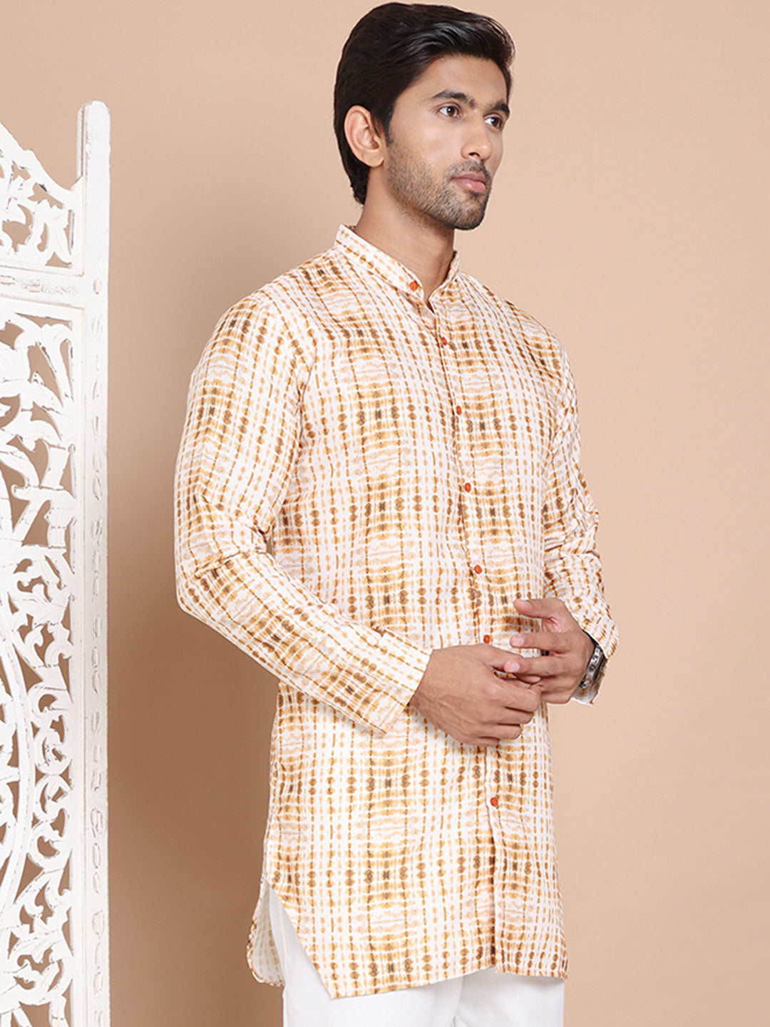DesiQlo Men Printed Kurta Only - Yellow - KO_5090Mustard_S