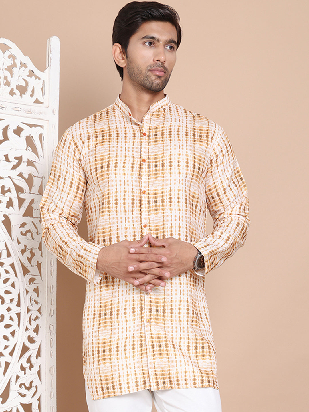 DesiQlo Men Printed Kurta Only - Yellow - KO_5090Mustard_S
