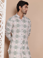 Printed Front Open Kurtas ( KO 5090Olive ) [FF] [I-1-4]