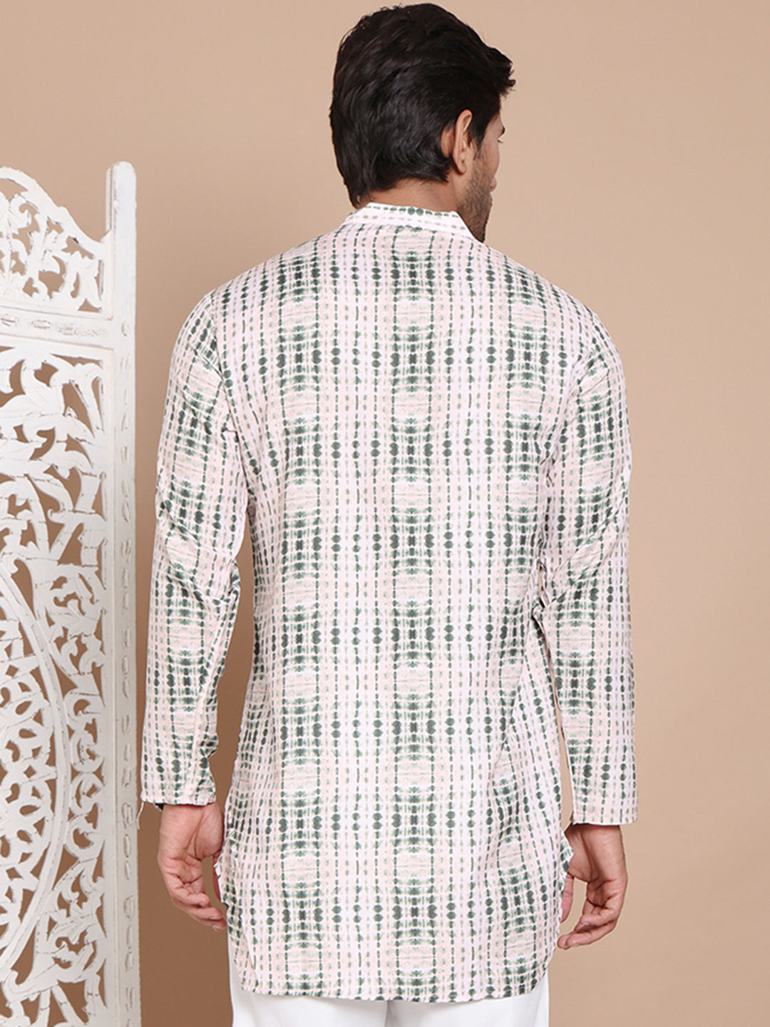 DesiQlo Men Printed Kurta Only - Green - KO_5090Olive_S