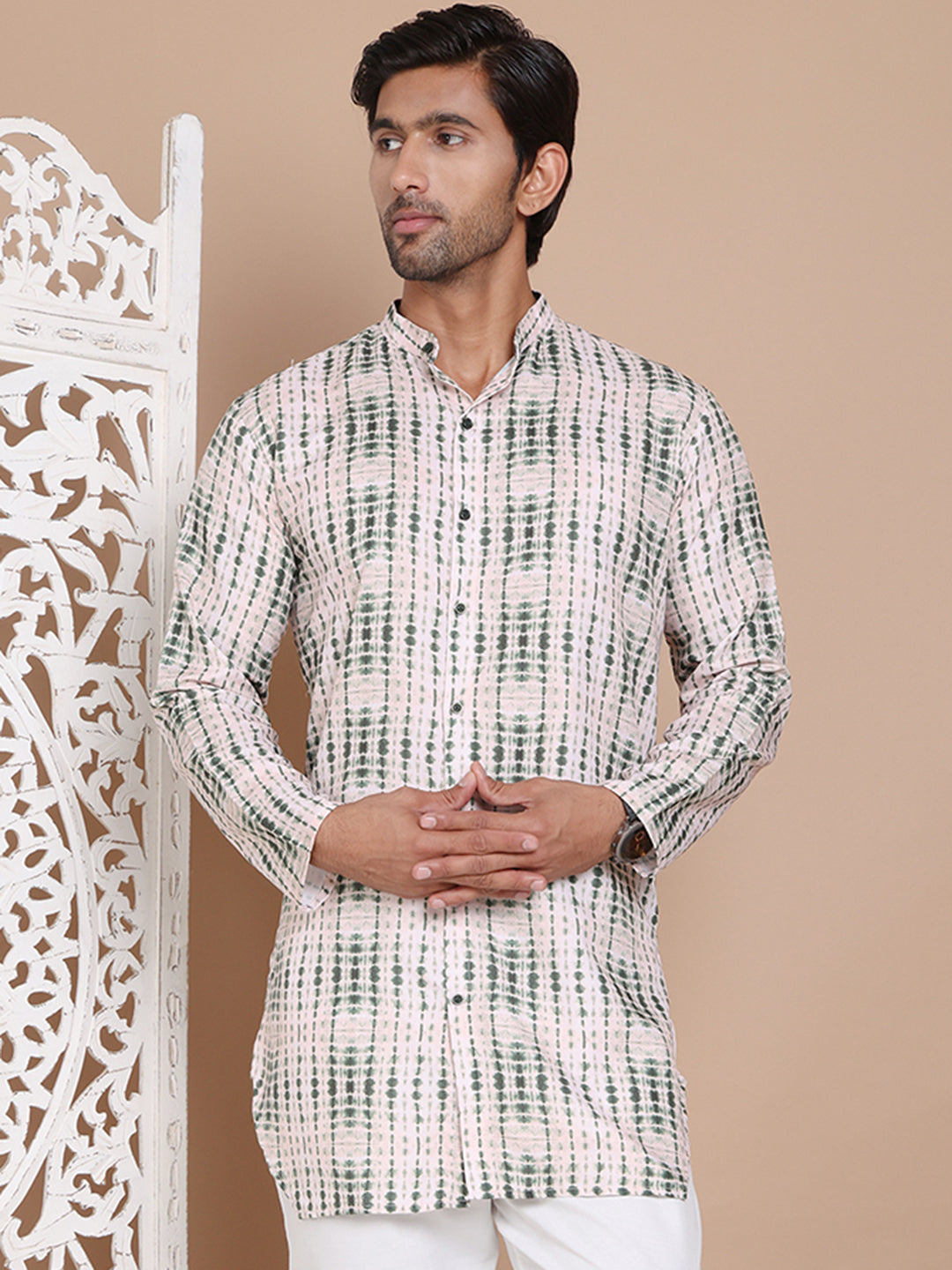 DesiQlo Men Printed Kurta Only - Green - KO_5090Olive_S