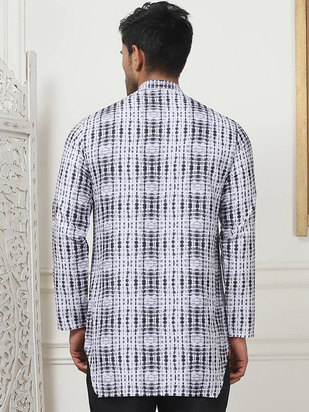 White Printed Mens Kurta | Indian Kurta for Men