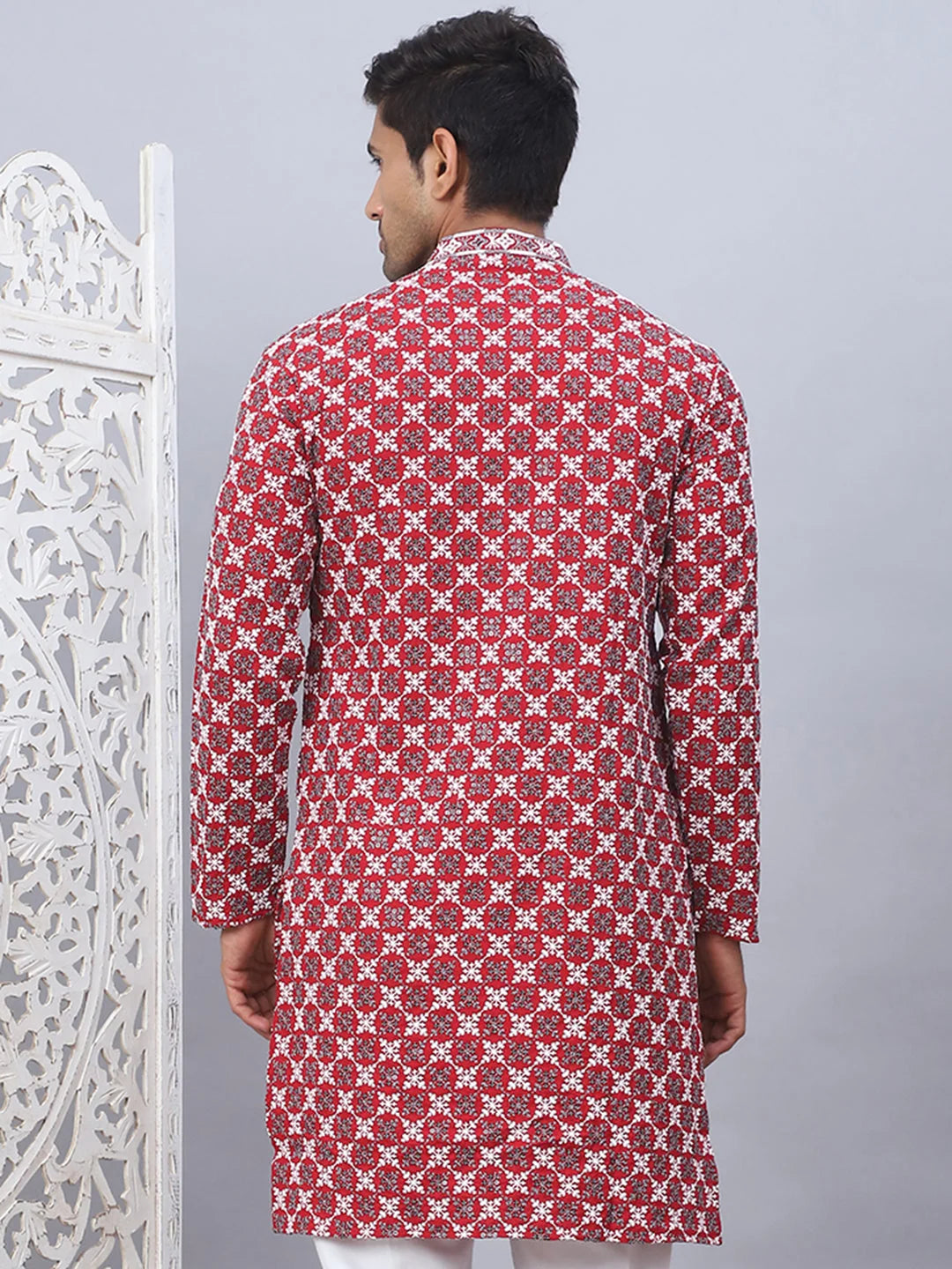 Maroon Embroidered Mens Kurta - Indian Kurta for Men