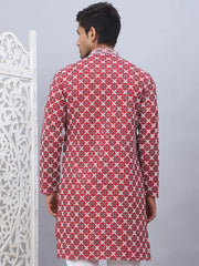 Embroidered & Sequins Kurtas for Men.-KO-5092Maroon