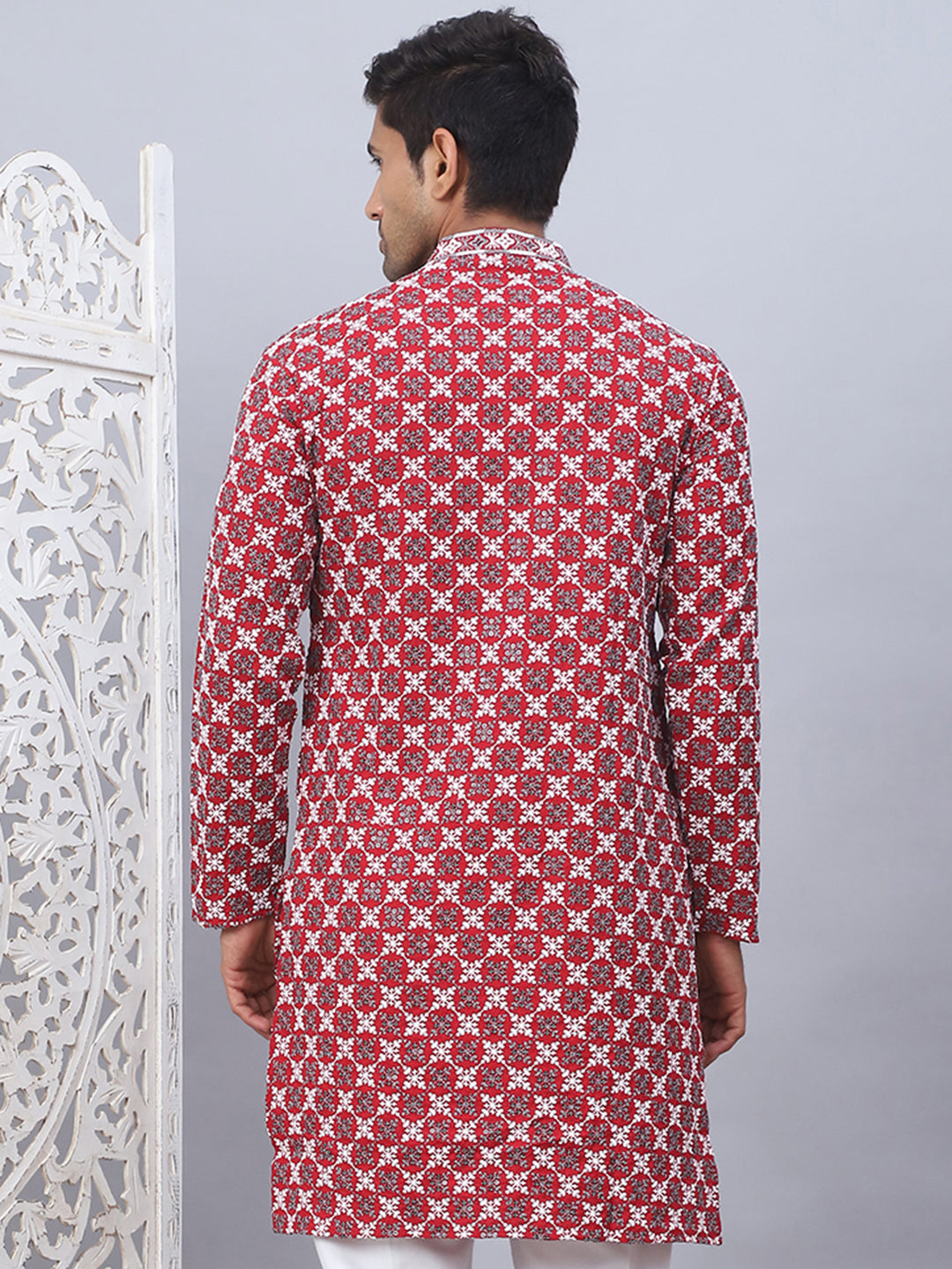 Maroon Embroidered Mens Kurta - Indian Kurta for Men