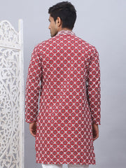 Embroidered & Sequins Kurtas for Men.-KO-5092Maroon